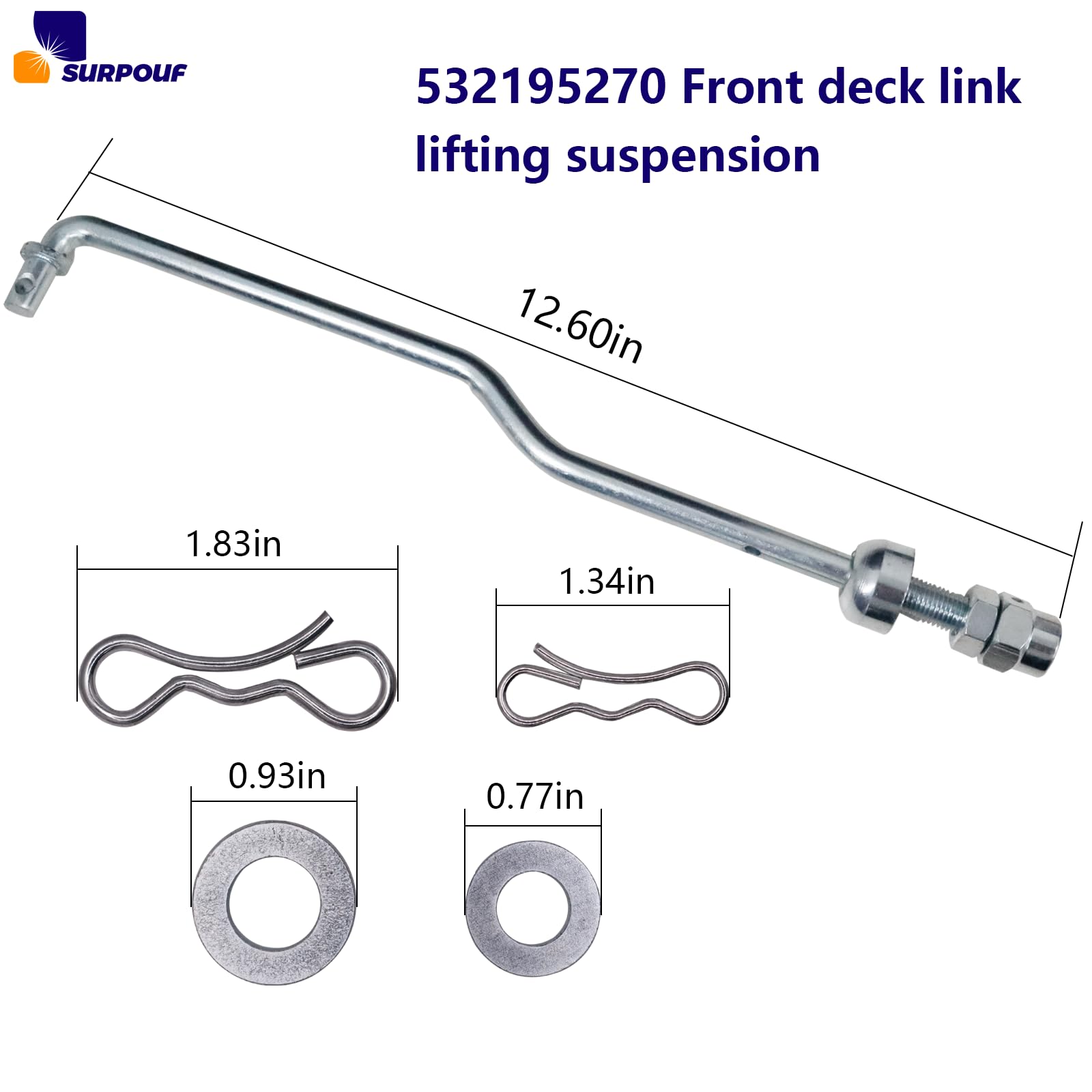 SURPOUF 532195270 lift ready for mounting on compatible mower deck