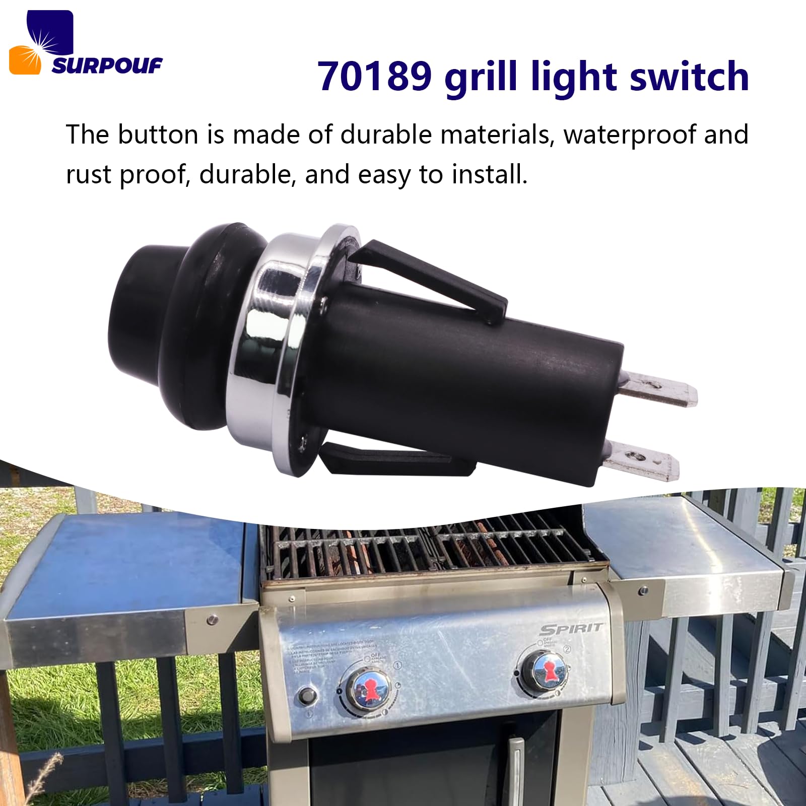 SURPOUF easy-install grill switch for reliable evening lighting.