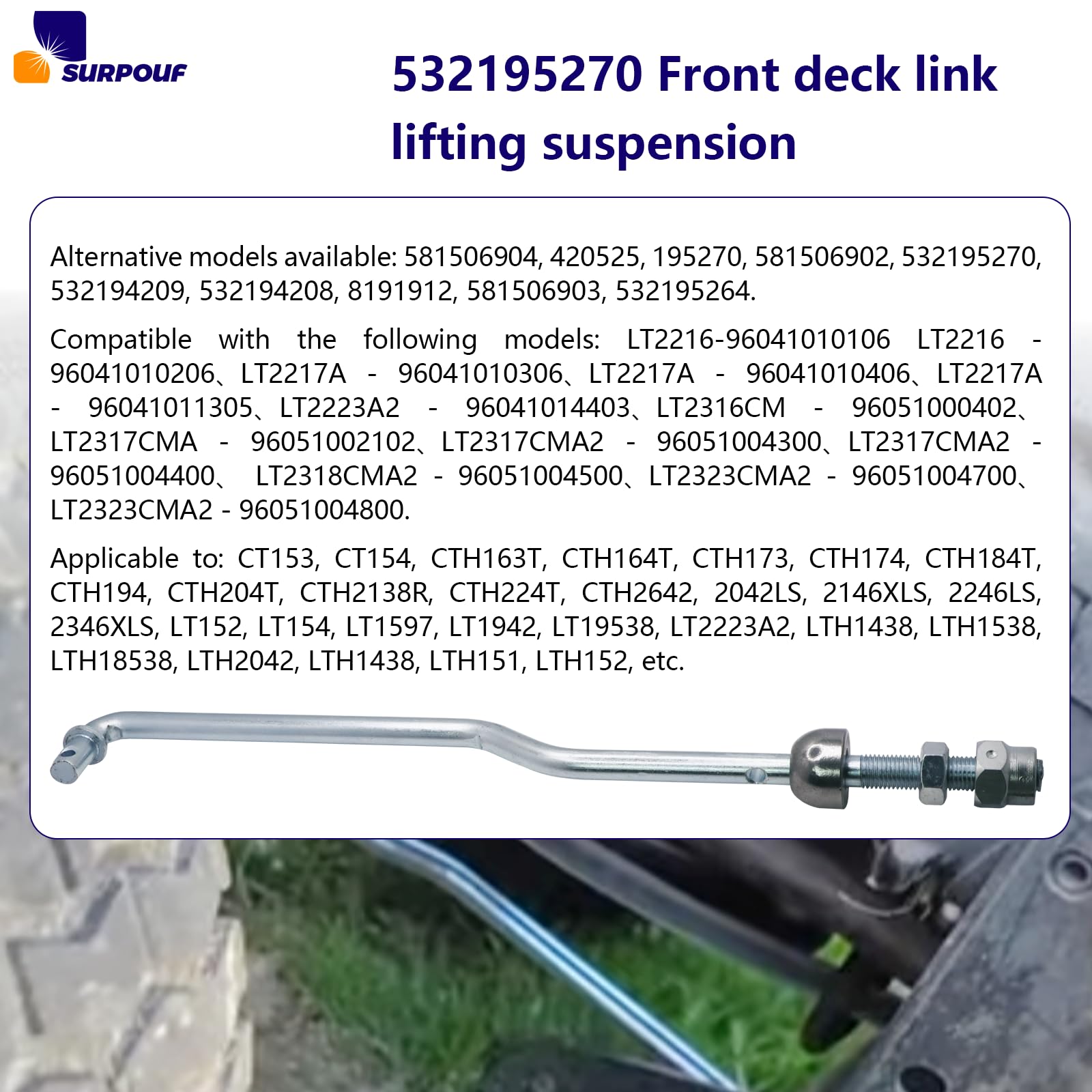 SURPOUF front deck lift compatible with Craftsman models for easy replacement