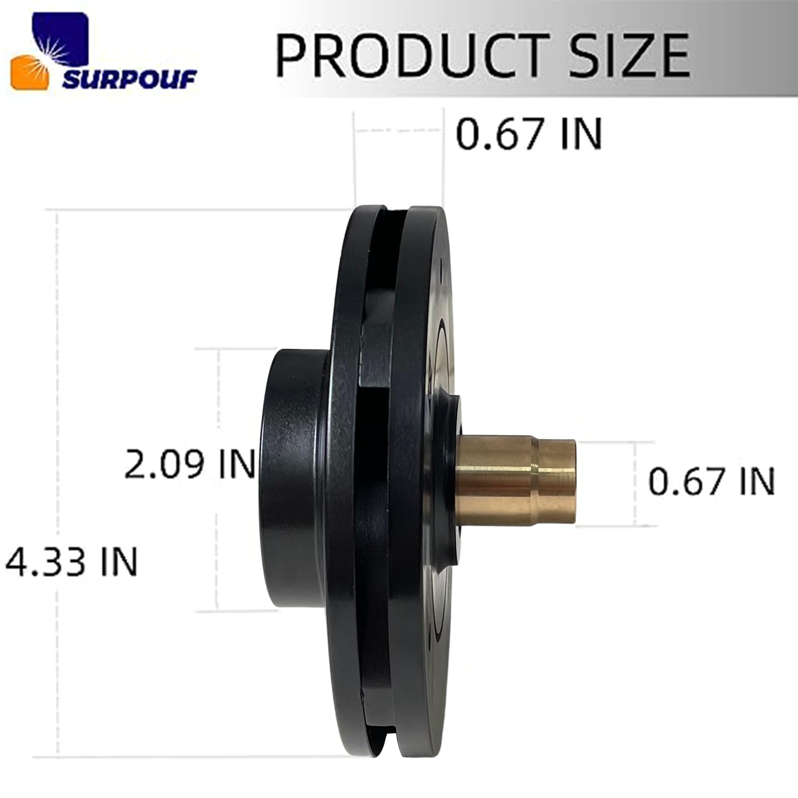 SURPOUF SPX2610C impeller metal shaft connector closeup indicates sturdier interface.