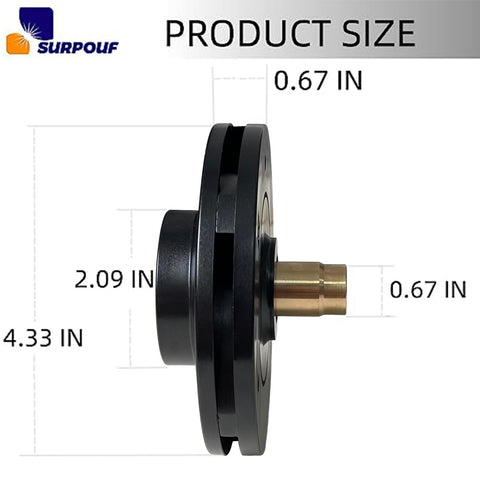 SURPOUF SPX2610C impeller metal shaft connector closeup indicates sturdier interface.