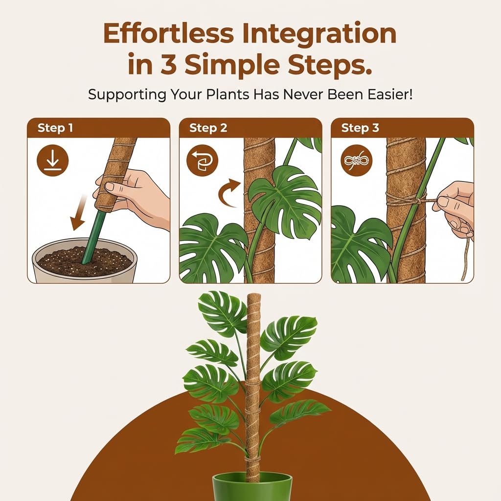 SURPPO moss pole pothos climbing support enhances plant stability.