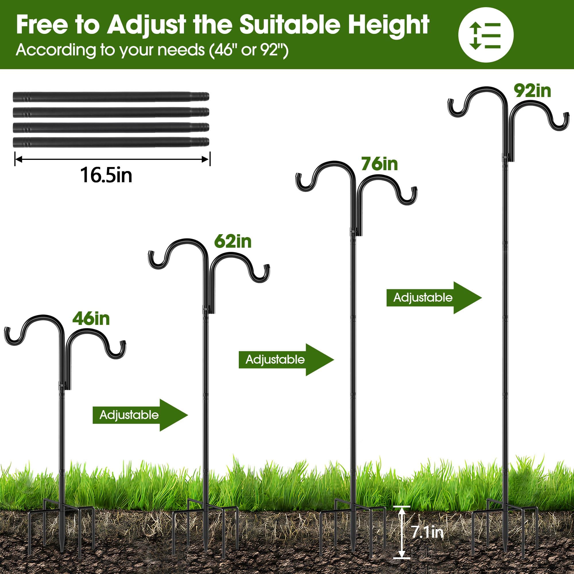 Surprizo adjustable-height three-poles supports 76, 60, or 46 inches for flexible display
