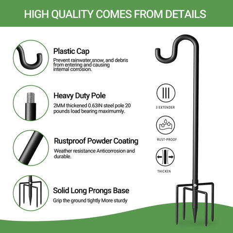 Surprizo hook holding bird feeder or plant holder at height