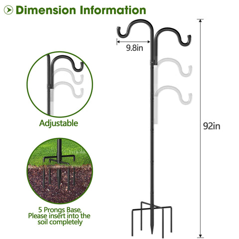 Surprizo five-prong base keeps the pole sturdy in wind and uneven ground