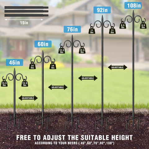 Surprizo heavy-duty bird feeder pole in metal resists outdoor elements.