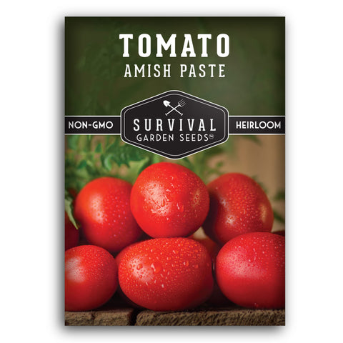 SURVIVAL GARDEN SEEDS Amish Paste seed packet front view for home gardeners.