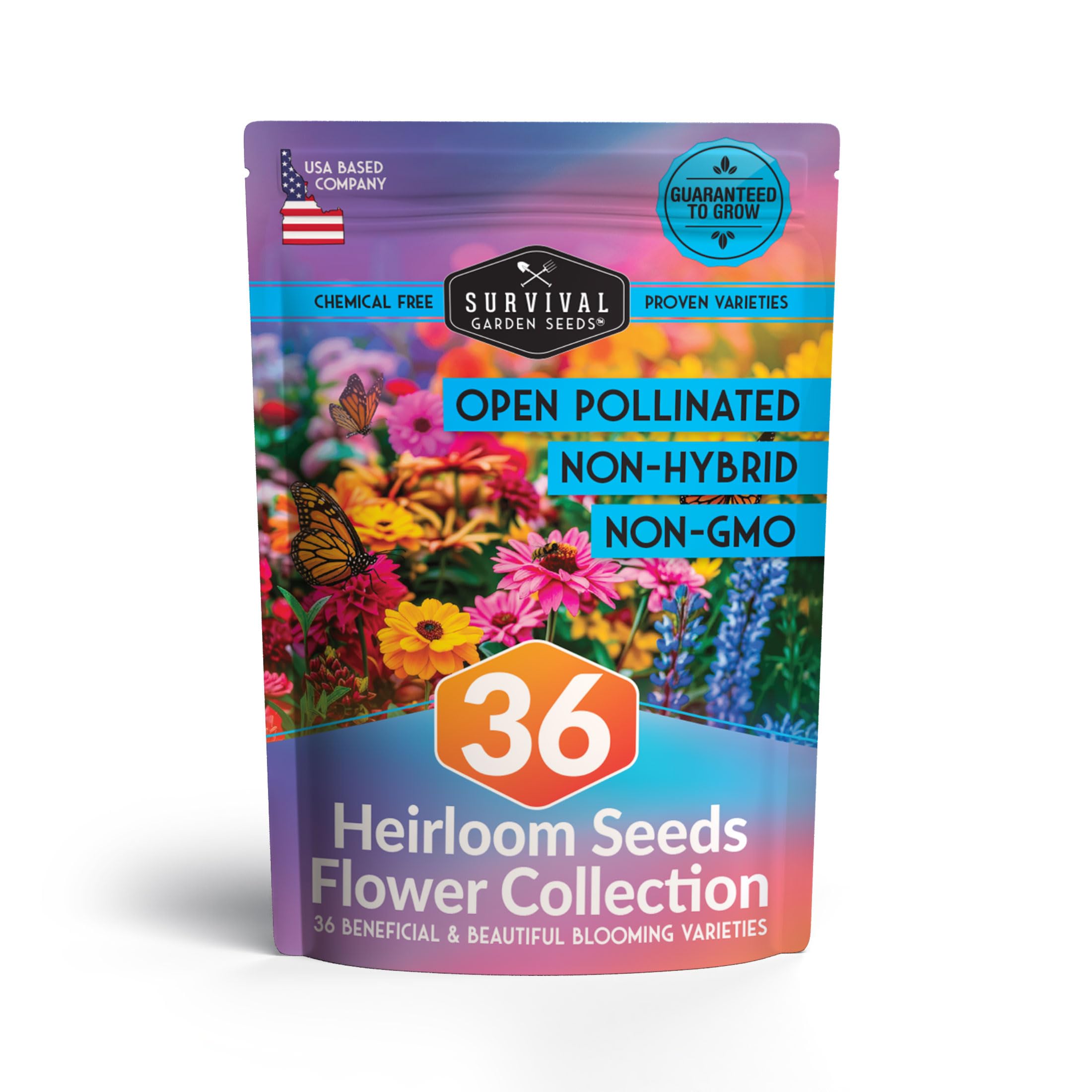 Survival Garden Seeds annual-perennial varieties demonstrate continuous color for garden borders.