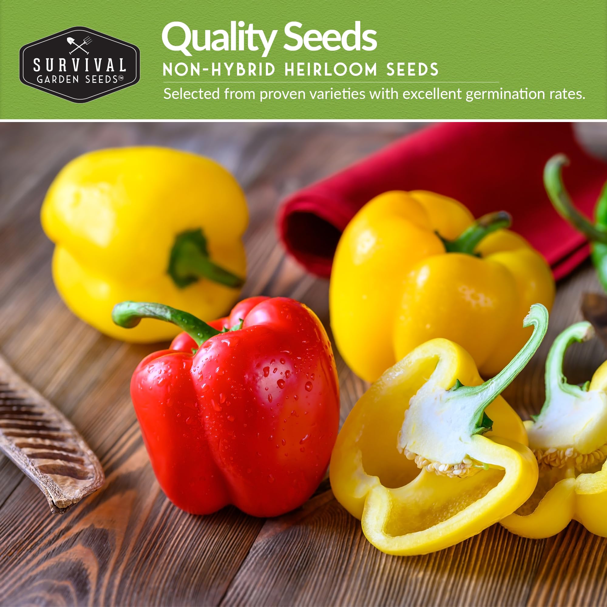 Survival Garden Seeds California Wonder pepper on plant for vibrant stuffing