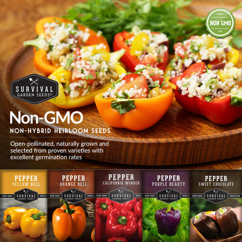 Survival Garden Seeds Sweet Chocolate pepper with brown hue for snacks