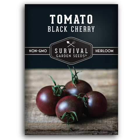 Survival Garden Seeds Black Cherry Tomato seeds – seedling-ready for vibrant, sun-loving vines.