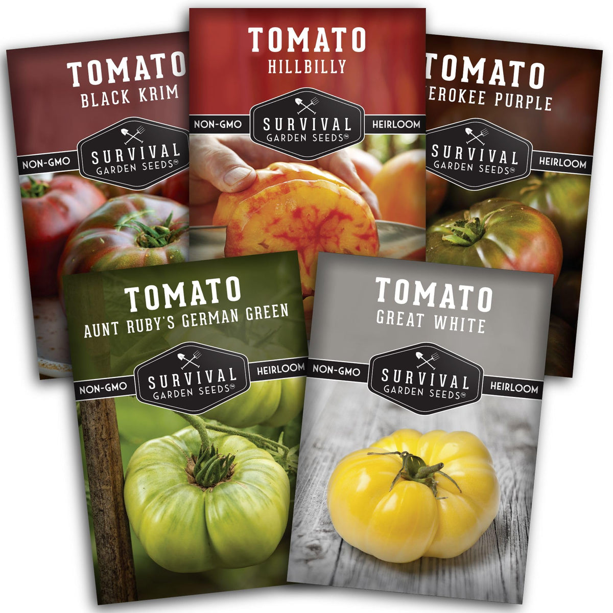 SURVIVAL GARDEN SEEDS Black Krim tomato on the vine, bold flavor for fresh salads.