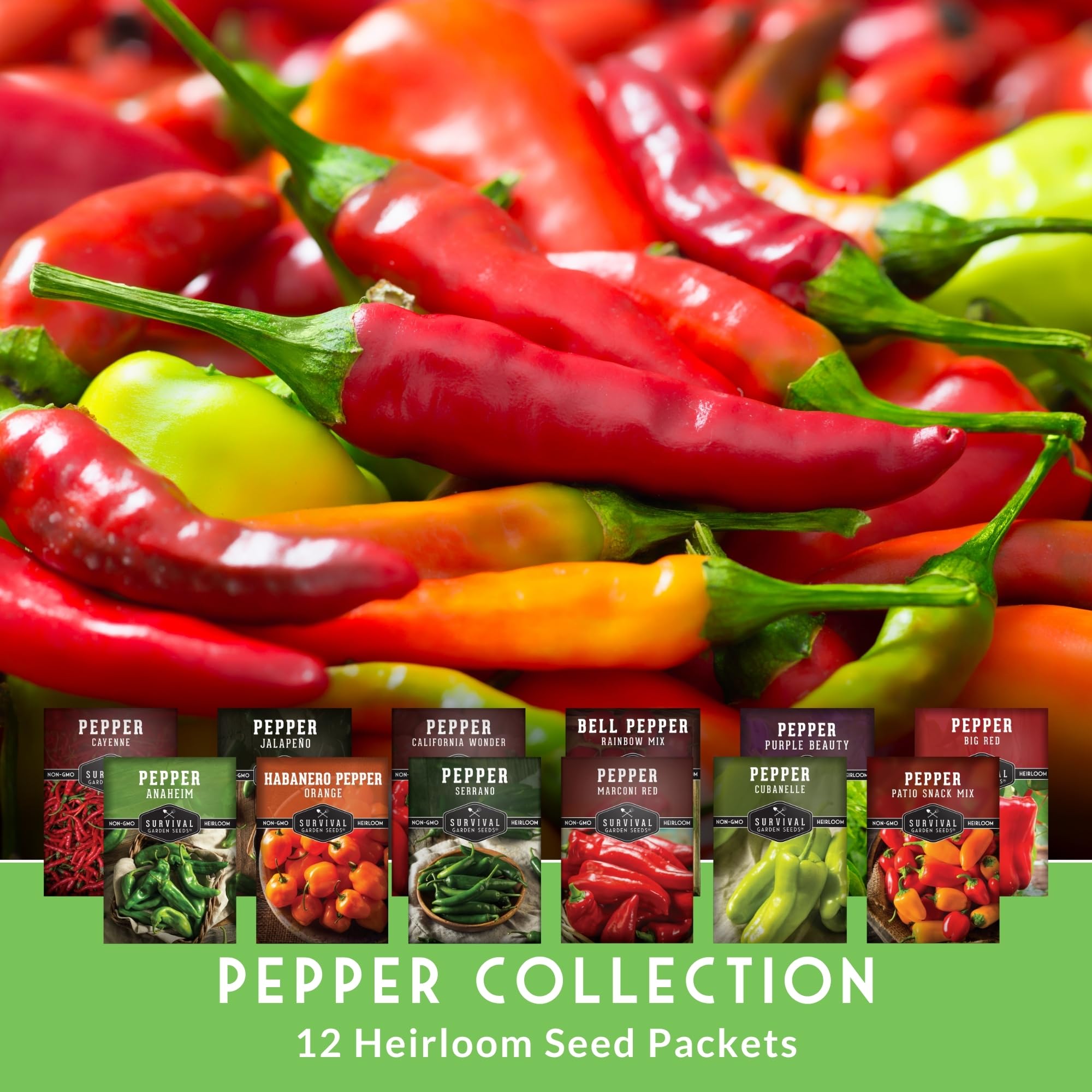 SURVIVAL GARDEN SEEDS Cayenne peppers for hot, smoky dishes