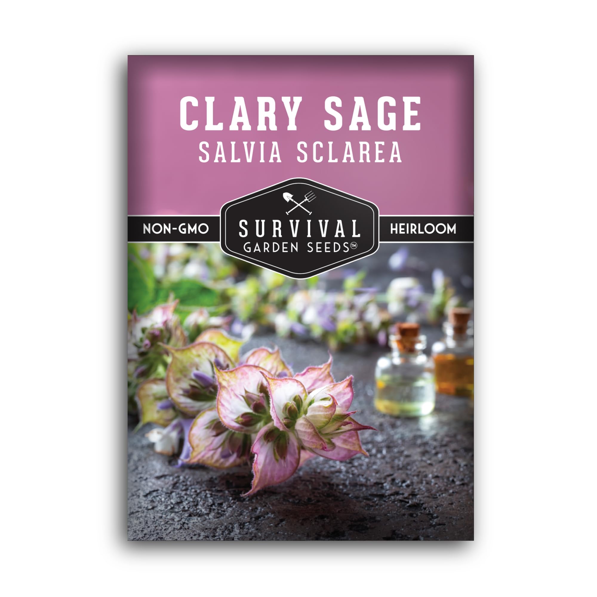 SURVIVAL GARDEN SEEDS Clary Sage seeds in packet ready for planting and fragrance.