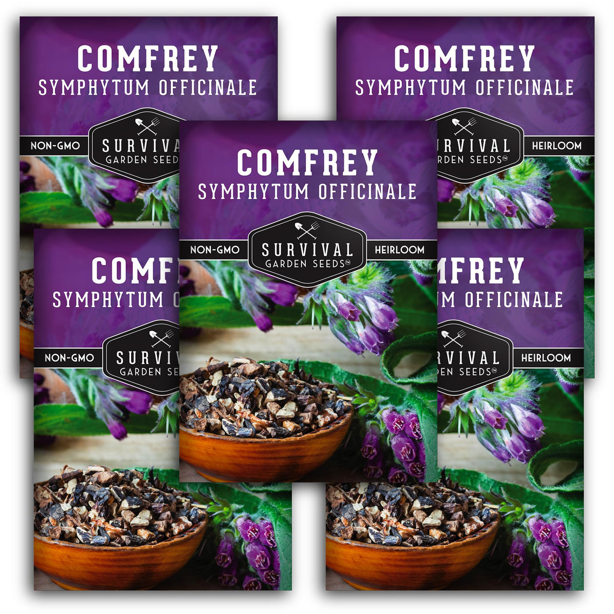 Survival Garden Seeds comfrey seeds pack for easy planting and long-term soil health.