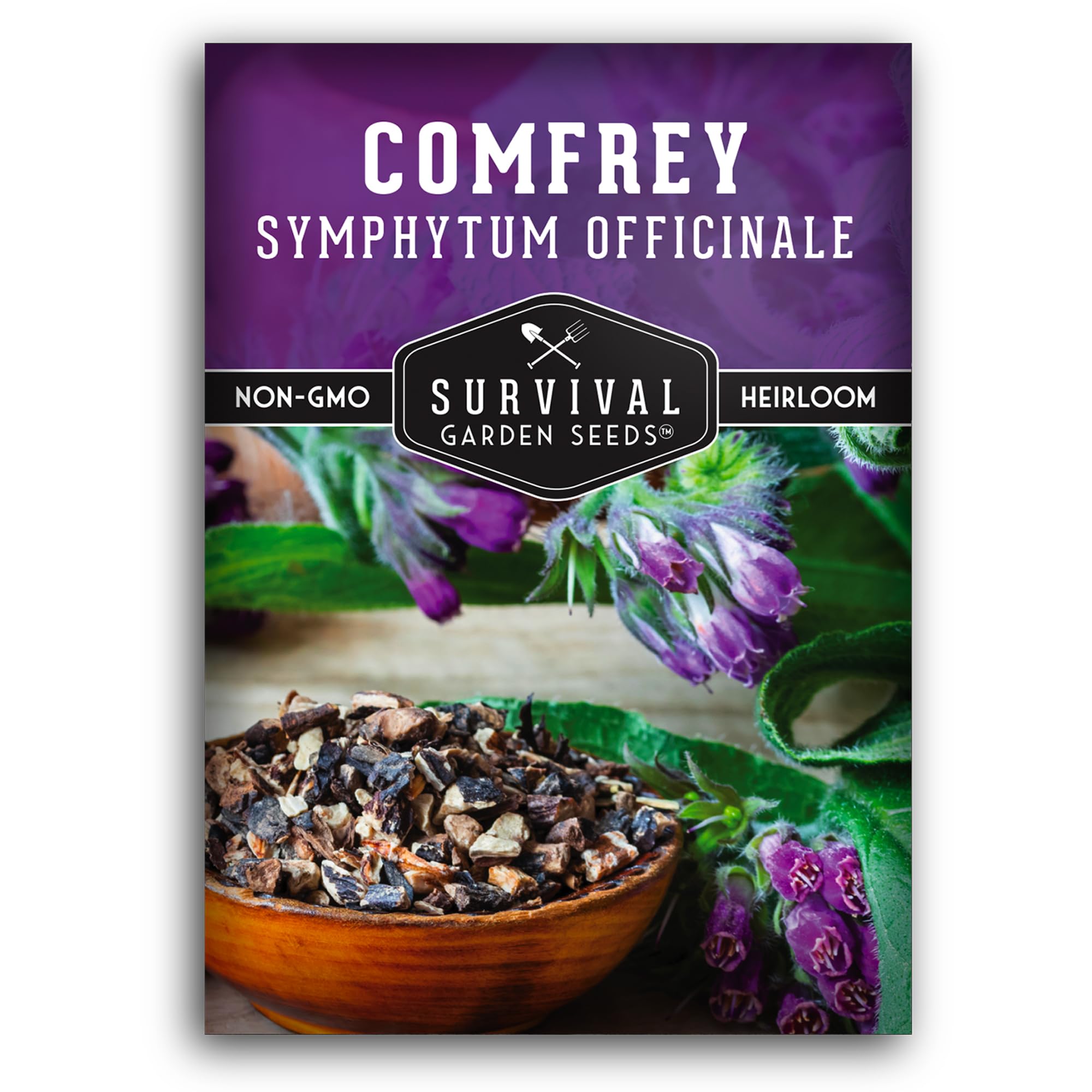 Survival Garden Seeds comfrey seeds planting image for soil enrichment and garden growth.