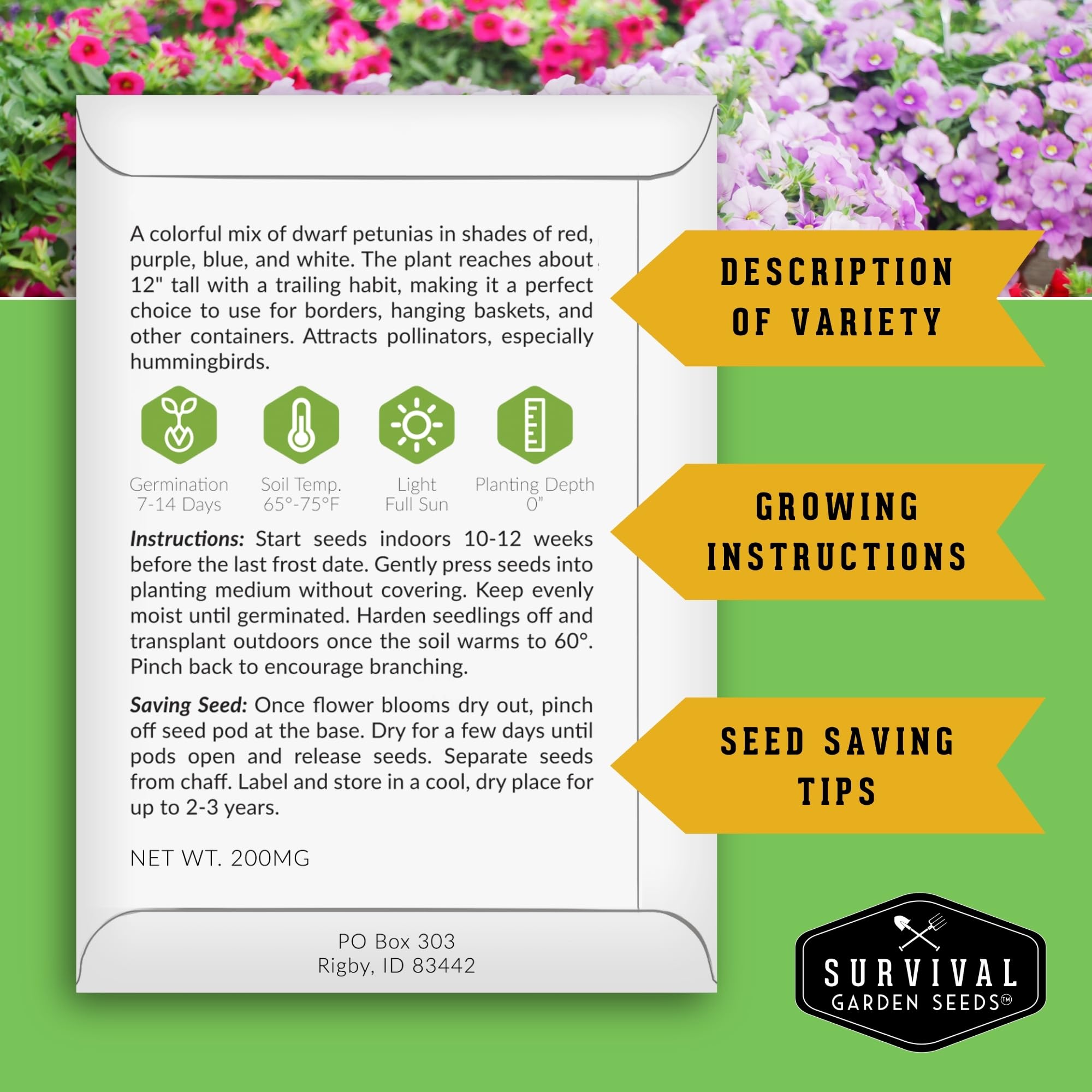 SURVIVAL GARDEN SEEDS compact heirloom varieties shown for easy countertop harvests.