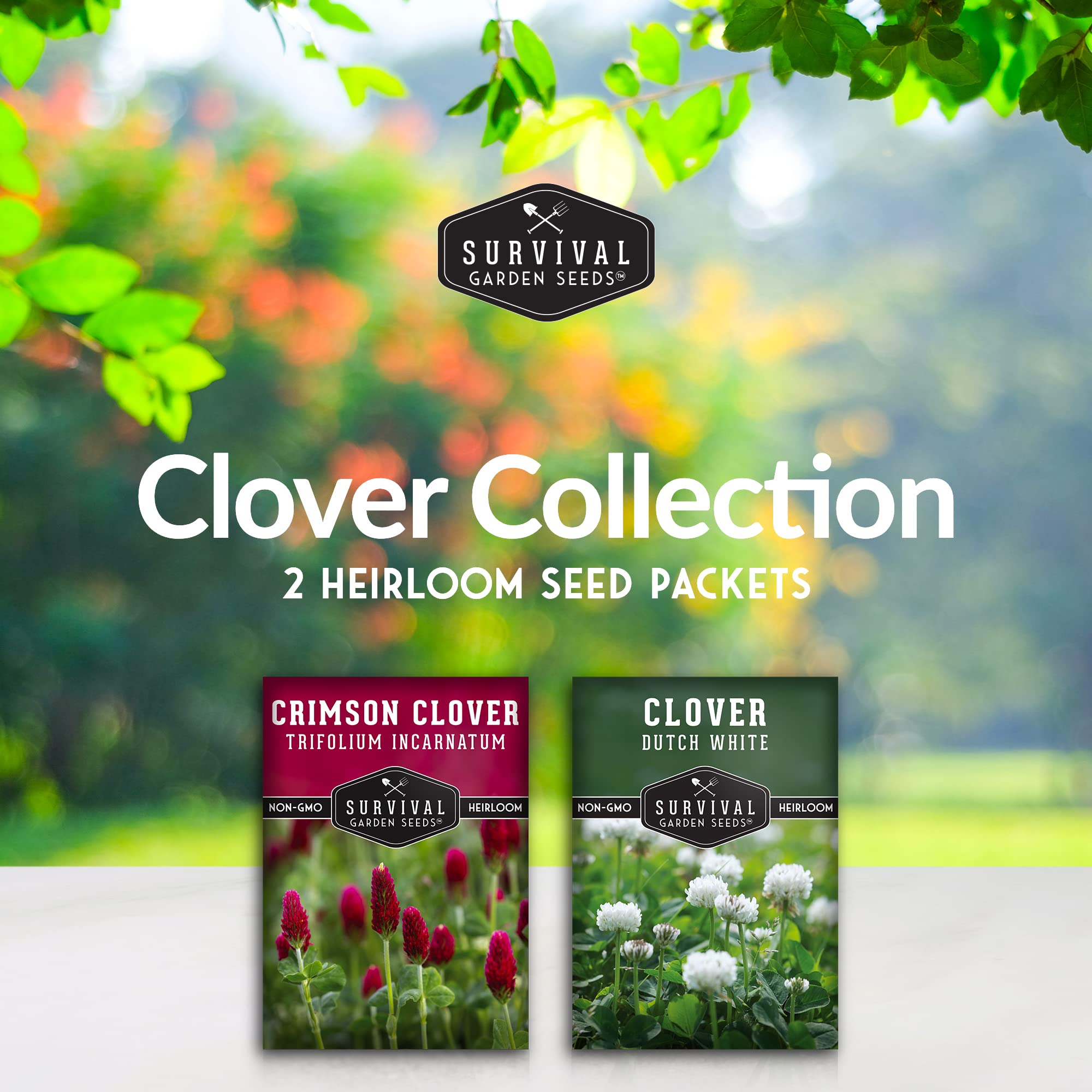 SURVIVAL GARDEN SEEDS Dutch White Clover packet supports soil health and pollinators