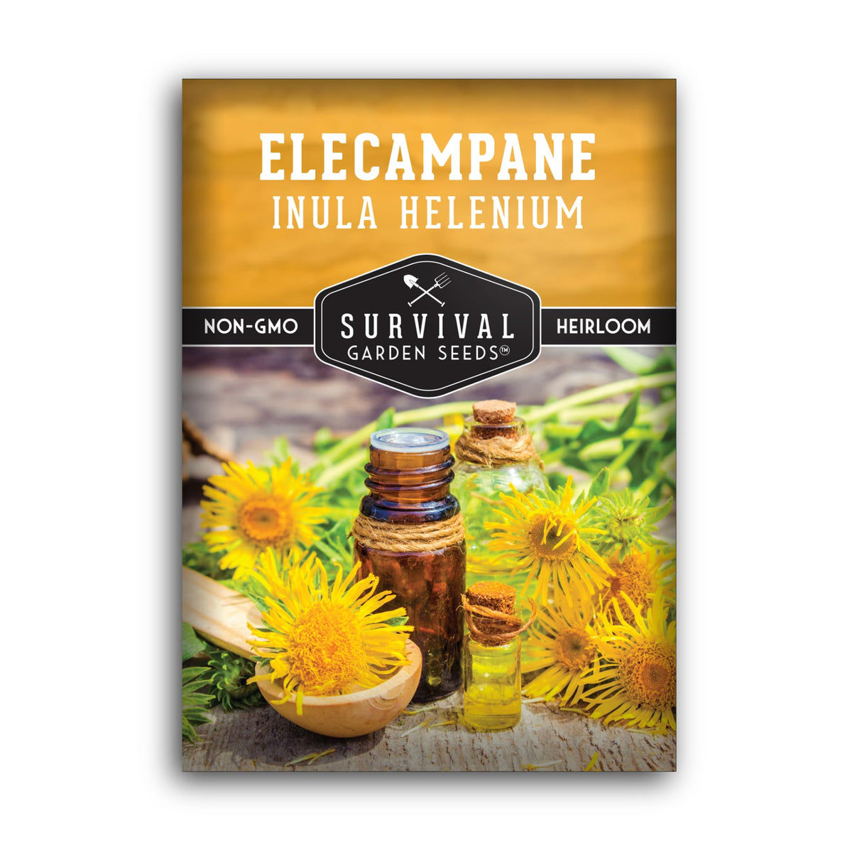Survival Garden Seeds Elecampane seeds for planting in a home herb garden.