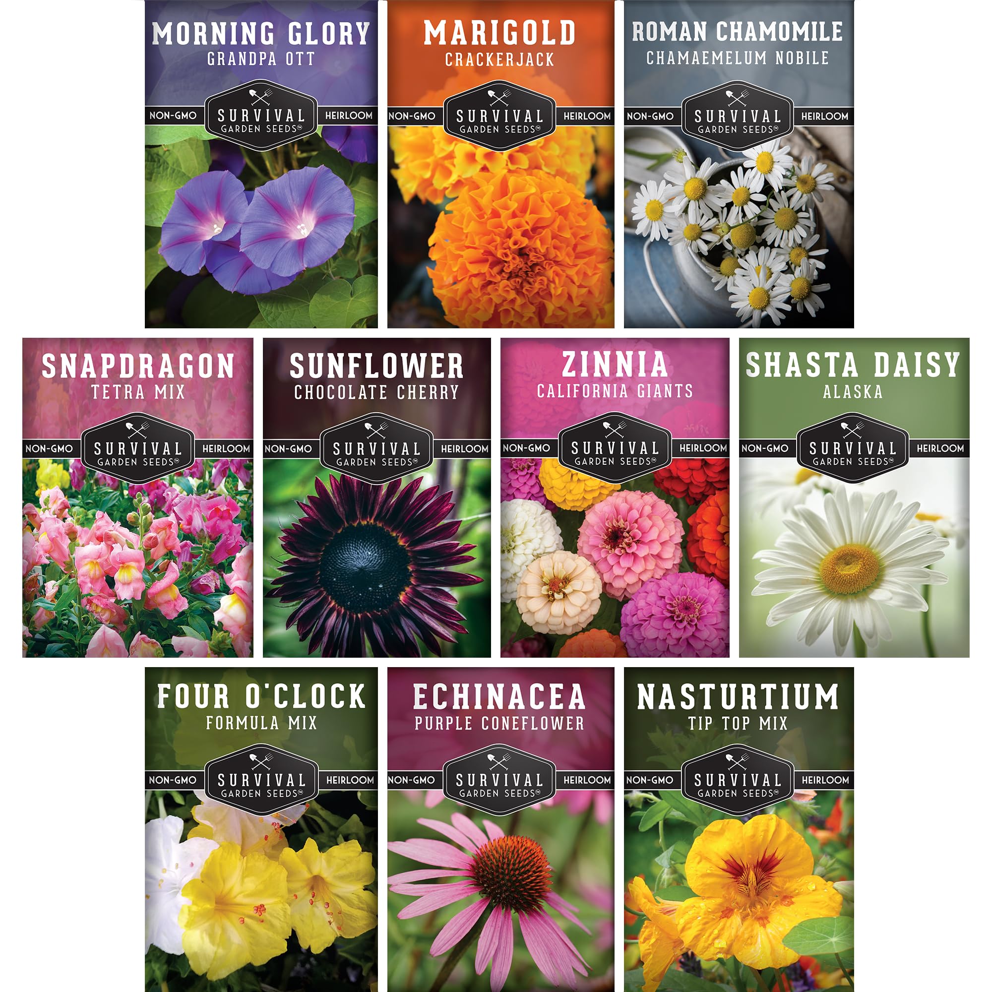 Survival Garden Seeds Giant Zinnia seeds for vibrant borders and long-lasting color