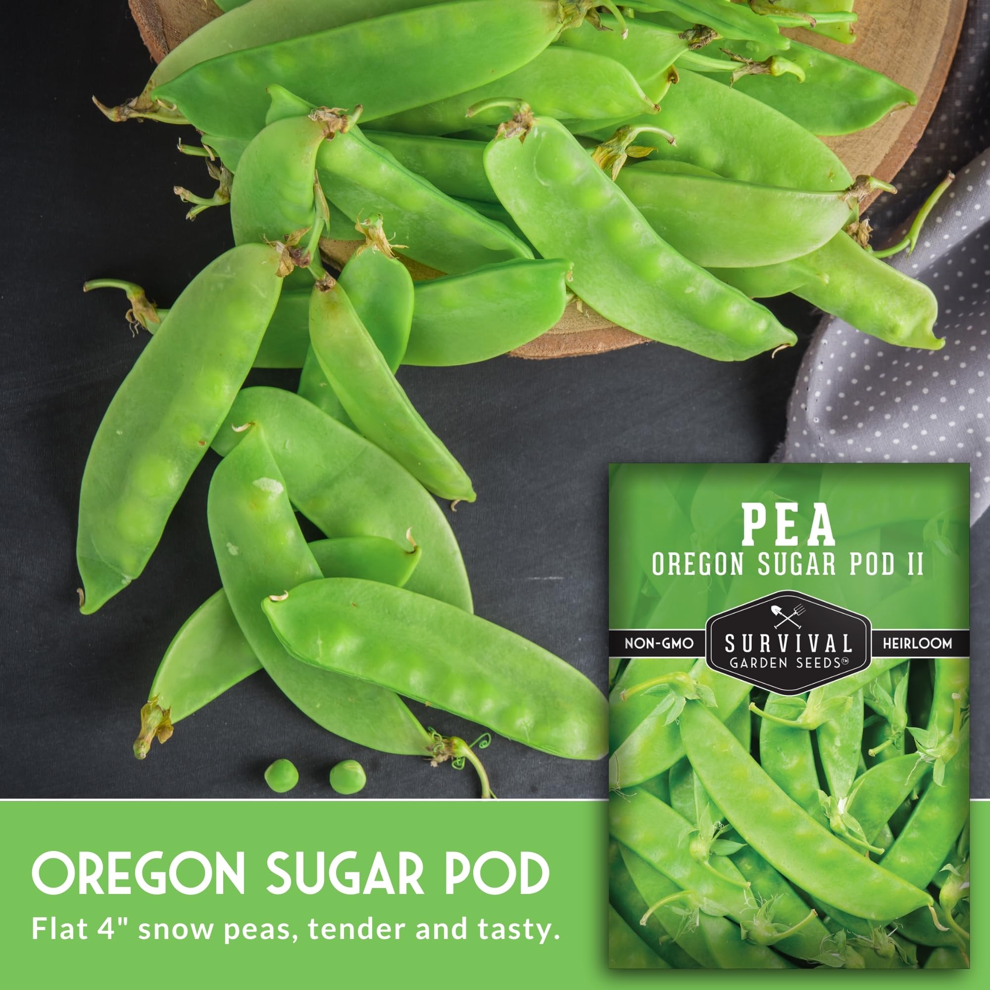 SURVIVAL GARDEN SEEDS harvested Oregon Sugar Pod II ready for stir-fry.