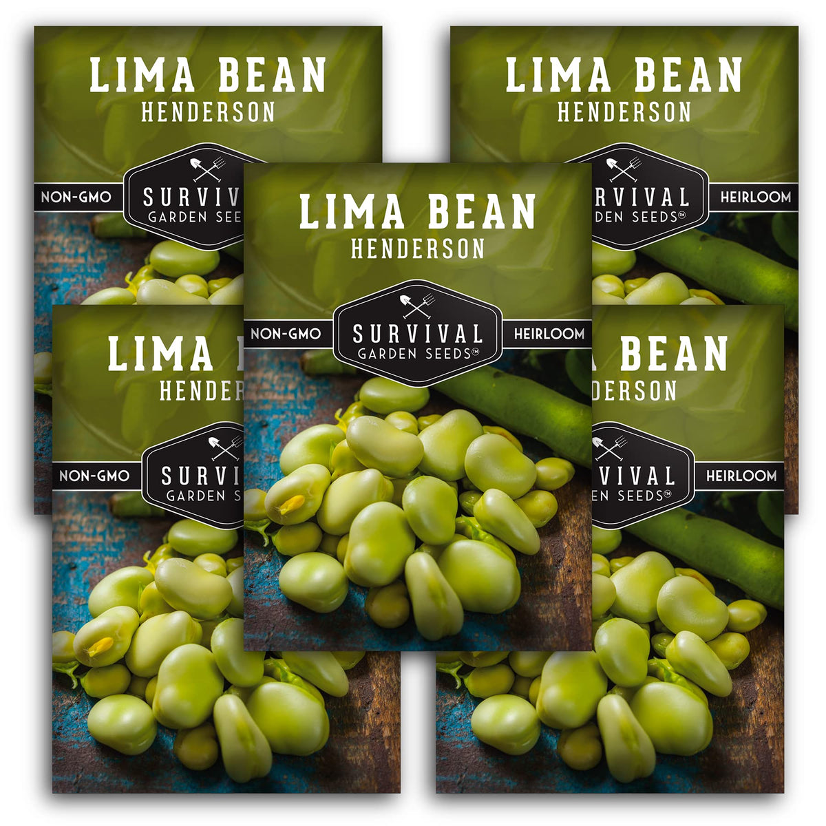 Survival Garden Seeds Henderson butter bean seed packet for reliable germination in garden or classroom use.