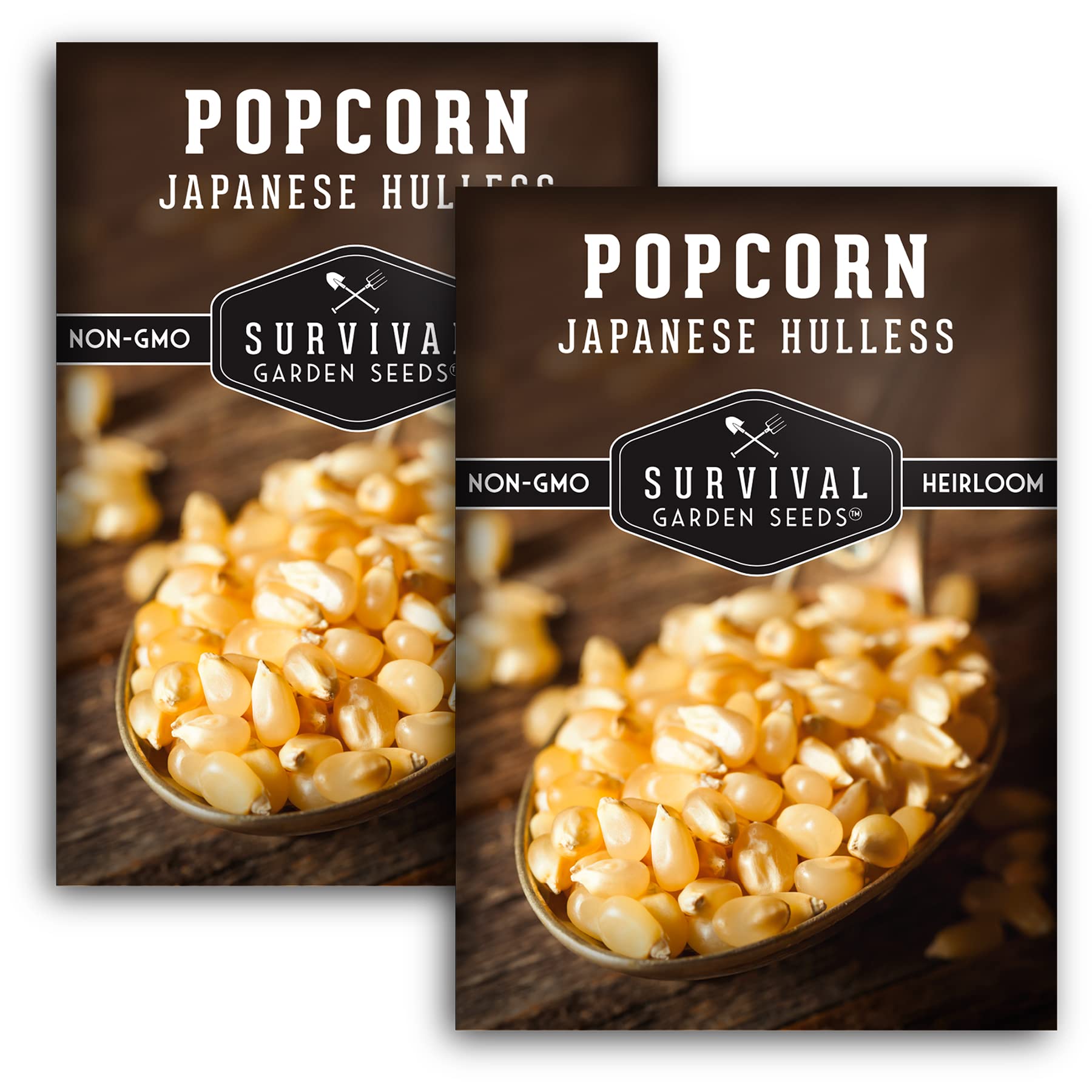 Survival Garden Seeds Japanese Hulless Popcorn seed packet for easy home germination.