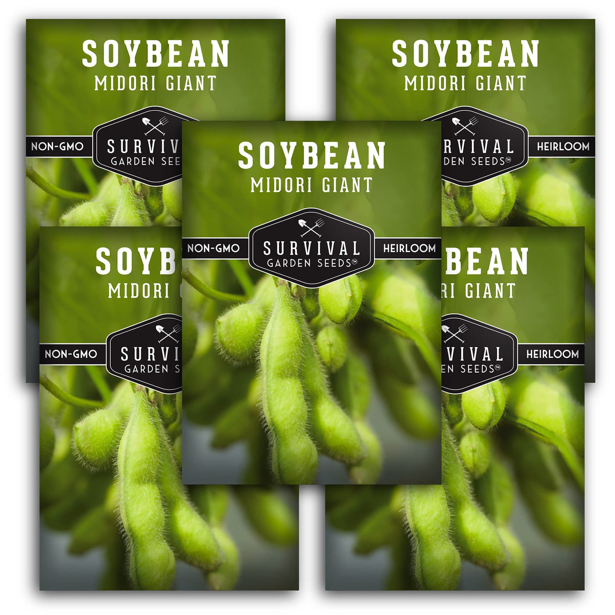 SURVIVAL GARDEN SEEDS Midori Giant soybean seed packet ready for planting in your garden.