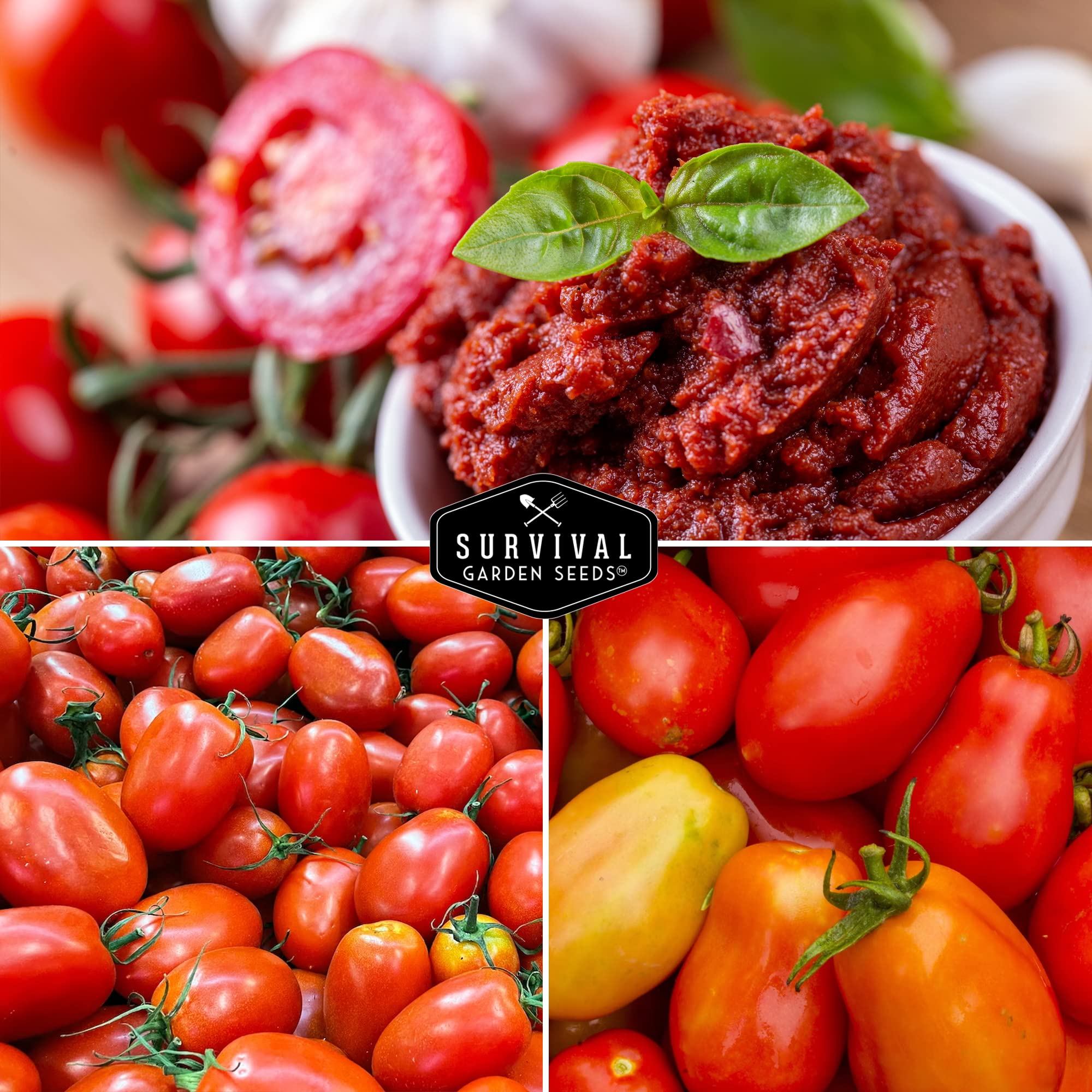 SURVIVAL GARDEN SEEDS sauce ready paste tomatoes harvest on sturdy vines