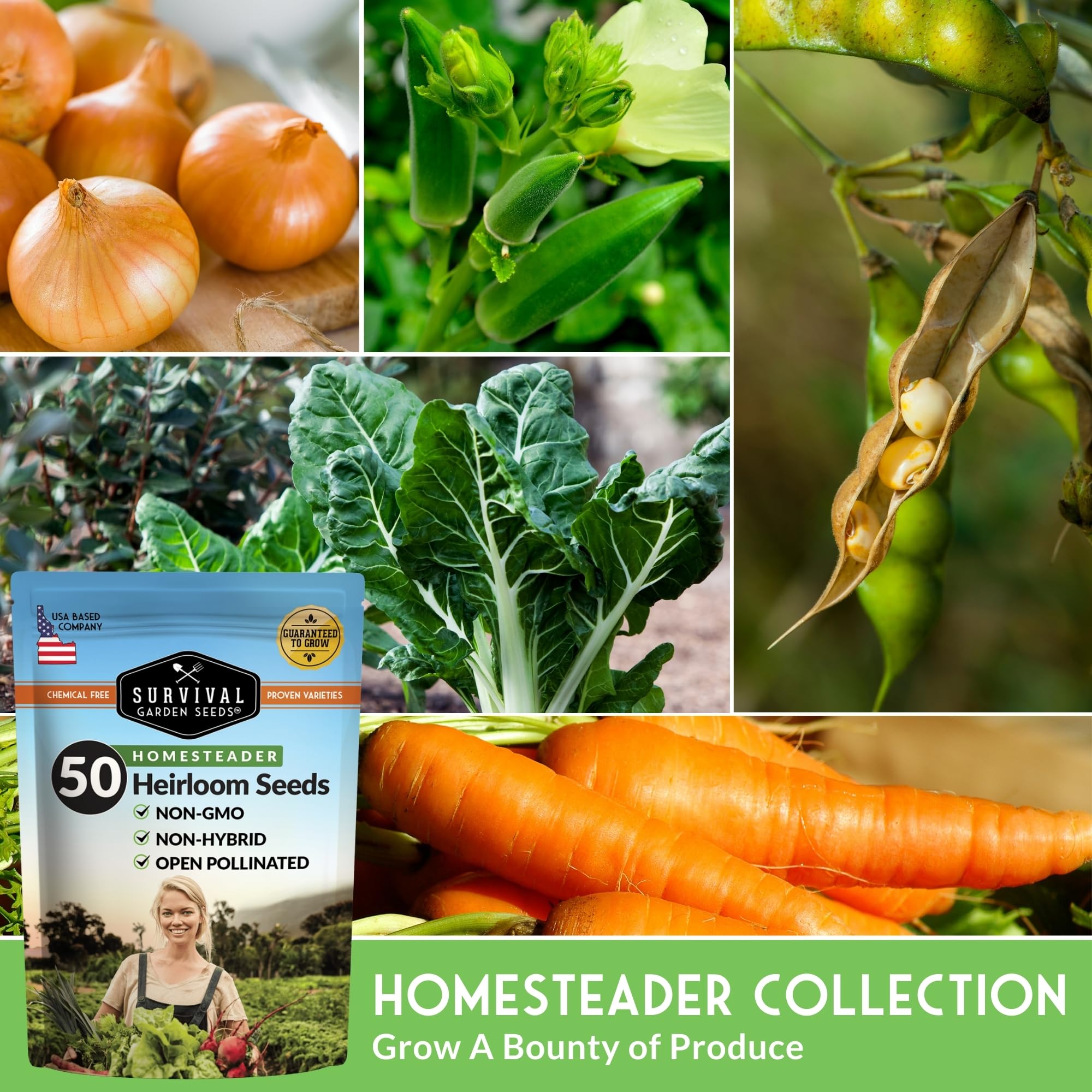 SURVIVAL GARDEN SEEDS planting instructions card guides easy sowing and future seed saving.
