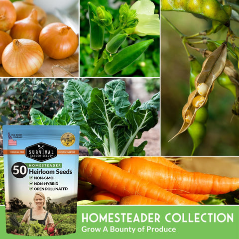 SURVIVAL GARDEN SEEDS planting instructions card guides easy sowing and future seed saving.