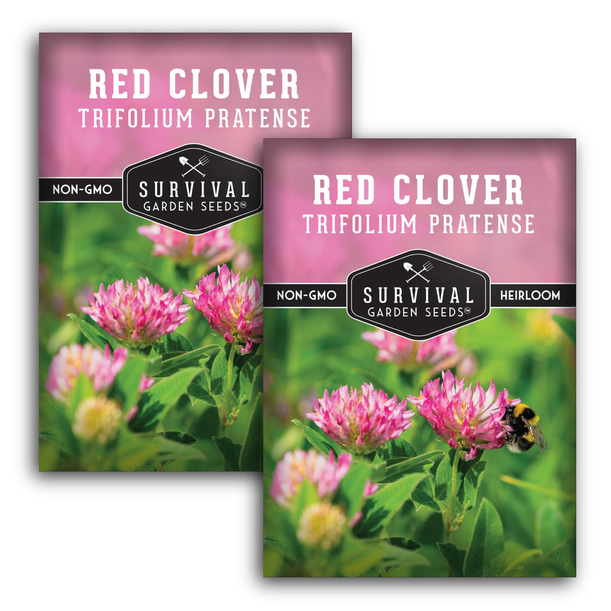 Survival Garden Seeds red clover seed packet ready for planting.