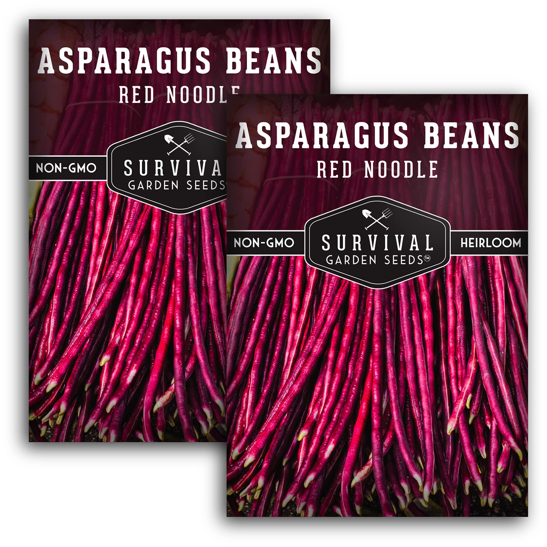 SURVIVAL GARDEN SEEDS red noodle asparagus bean seed packet displaying heirloom quality for home planting.