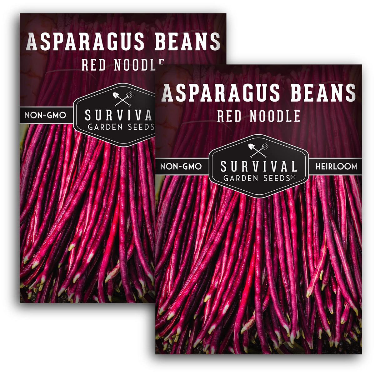 SURVIVAL GARDEN SEEDS red noodle asparagus bean seed packet displaying heirloom quality for home planting.