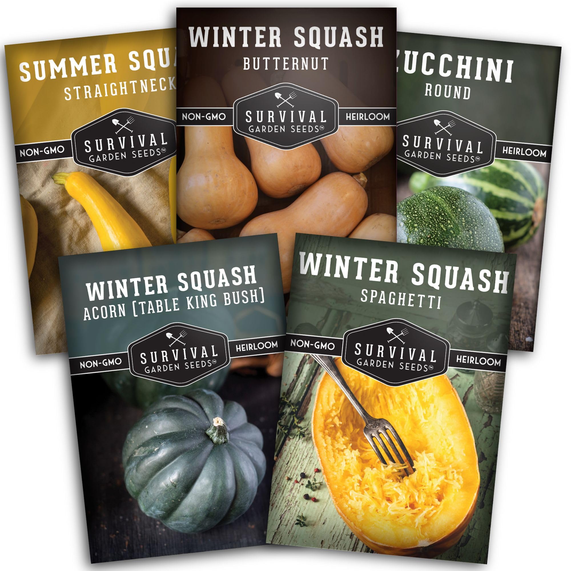 SURVIVAL GARDEN SEEDS round zucchini seed packet for easy summer harvest