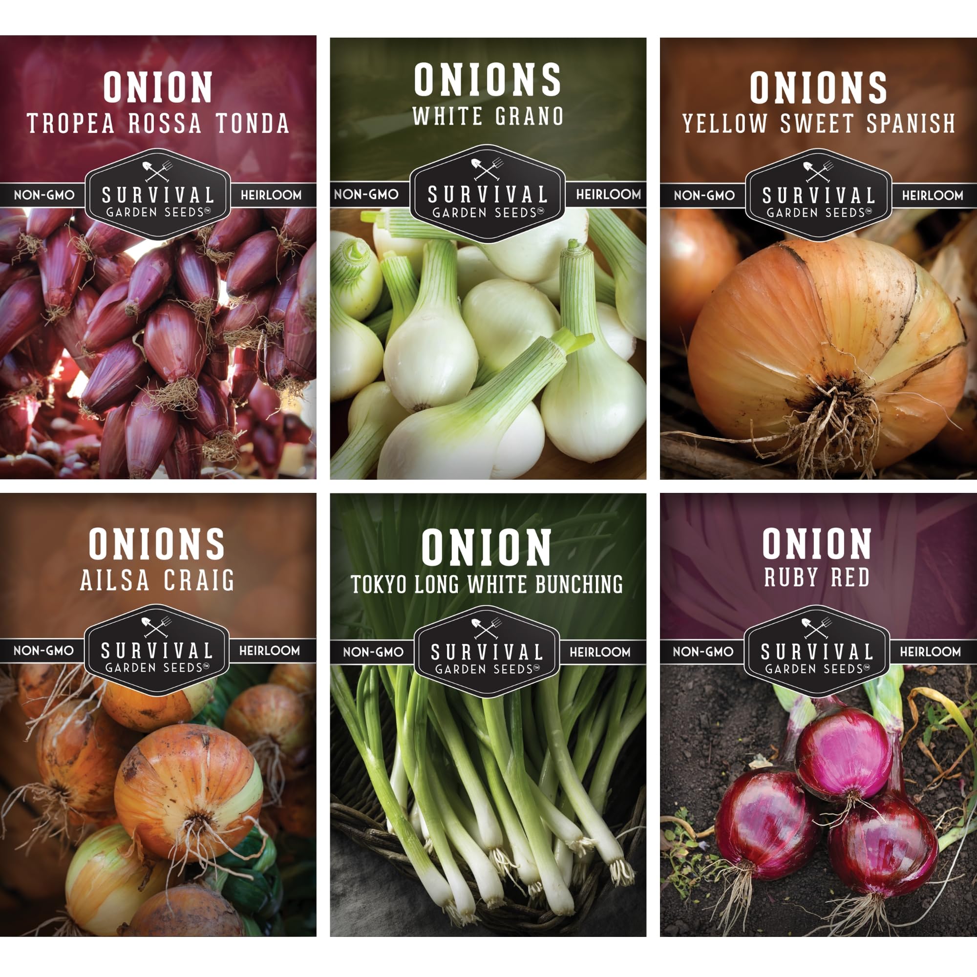 Survival Garden Seeds Ruby Red onion bulbs for long-term storage and vibrant meals.
