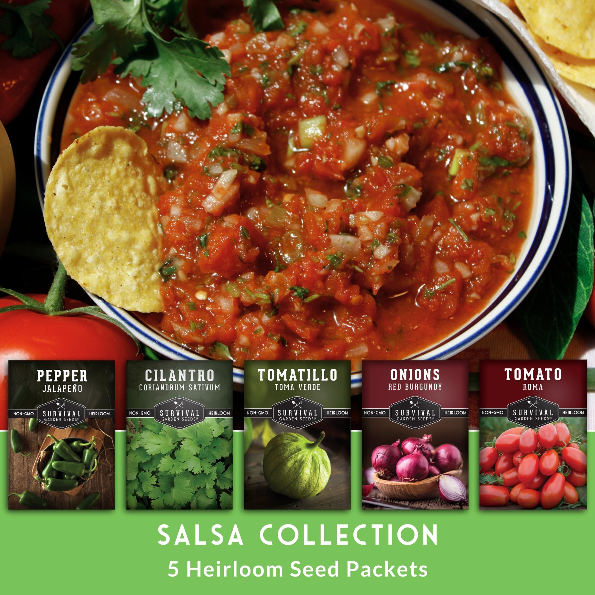 Survival Garden Seeds salsa kit jalapeño seed pack for spicy garden peppers