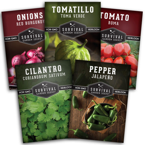 Survival Garden Seeds salsa kit tomato seed pack for fresh salsa ingredients