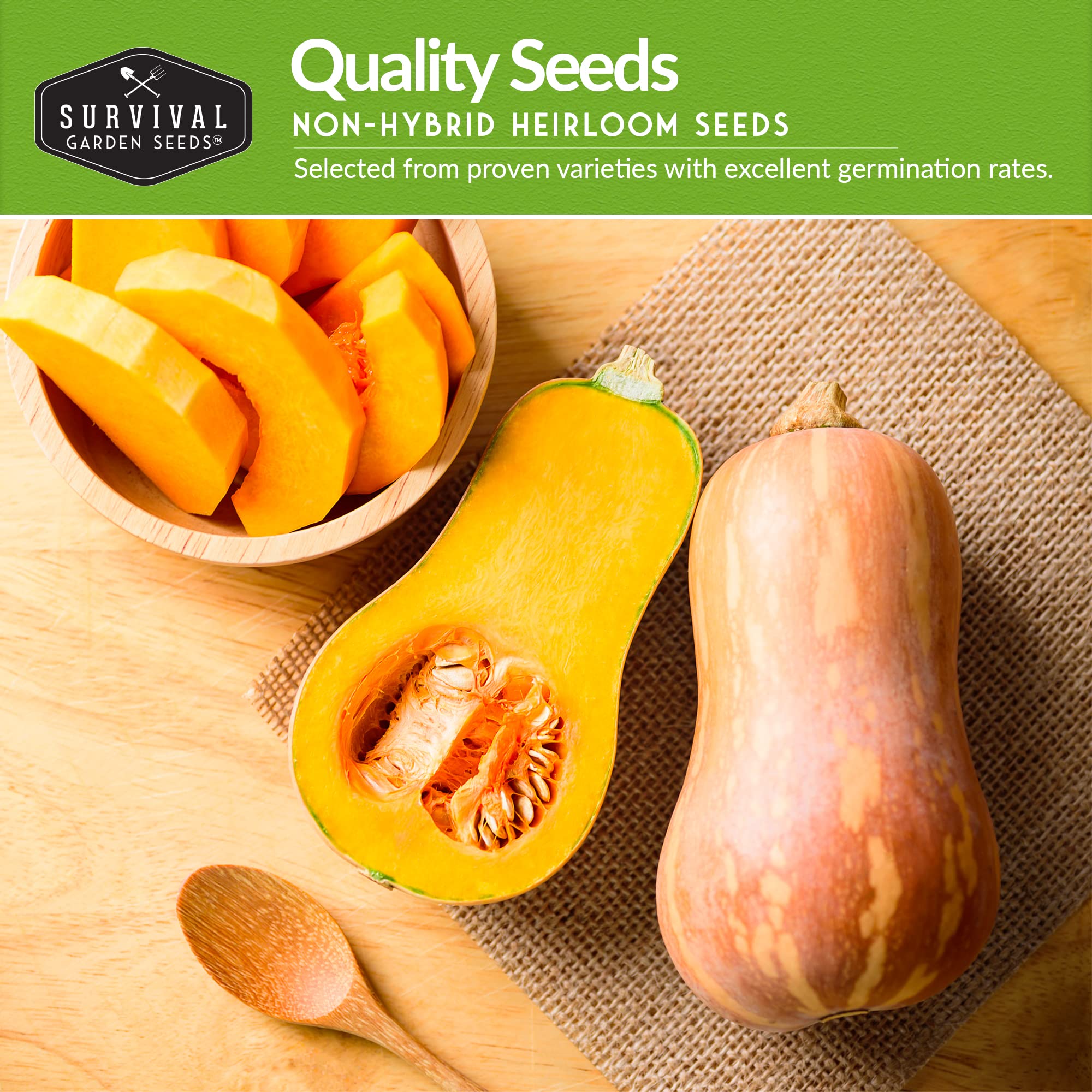 SURVIVAL GARDEN SEEDS spaghetti squash seed packet ideal for low-carb meals