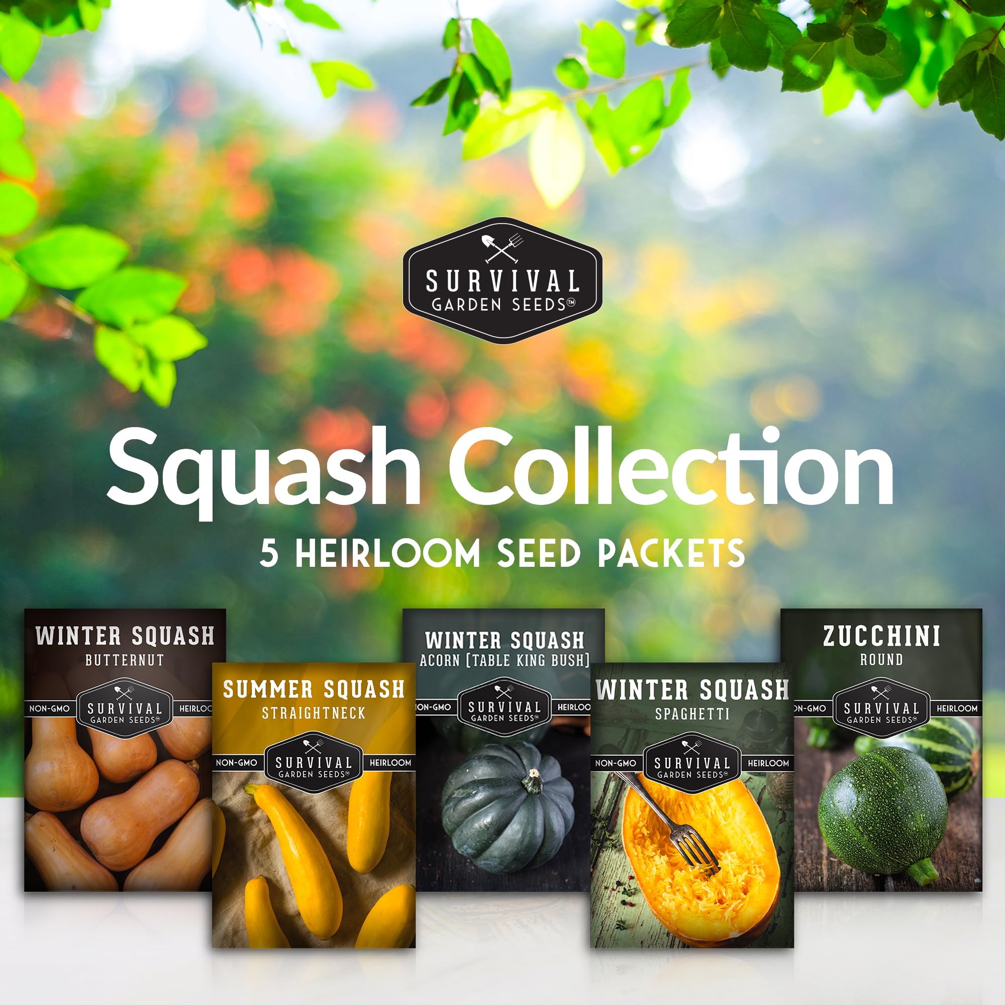 SURVIVAL GARDEN SEEDS straightneck yellow squash seed packet for productive yields