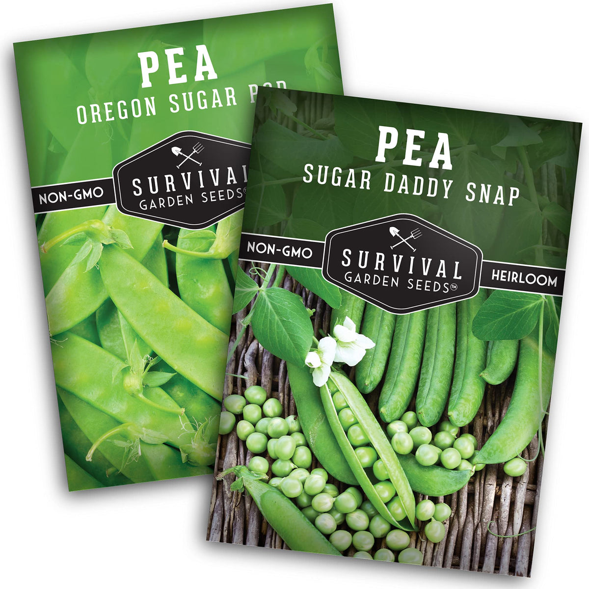Survival Garden Seeds Sugar Daddy snap seed packet front, easy-to-plant for cool seasons.