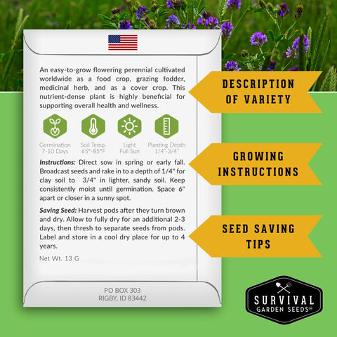 SURVIVAL GARDEN SEEDS tea seed vault—lavender, chamomile, and mint for soothing brews.