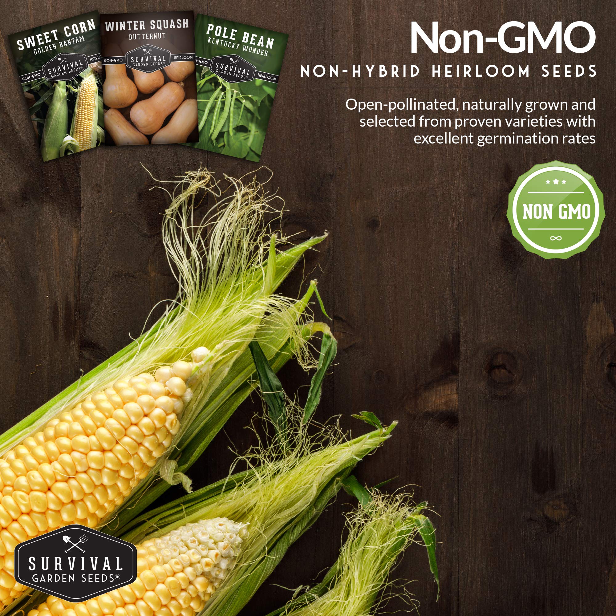 SURVIVAL GARDEN SEEDS seed-saving guide—printed on each packet for future harvests.