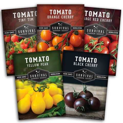 SURVIVAL GARDEN SEEDS Tiny Tim tomato seeds ideal for compact container gardens.