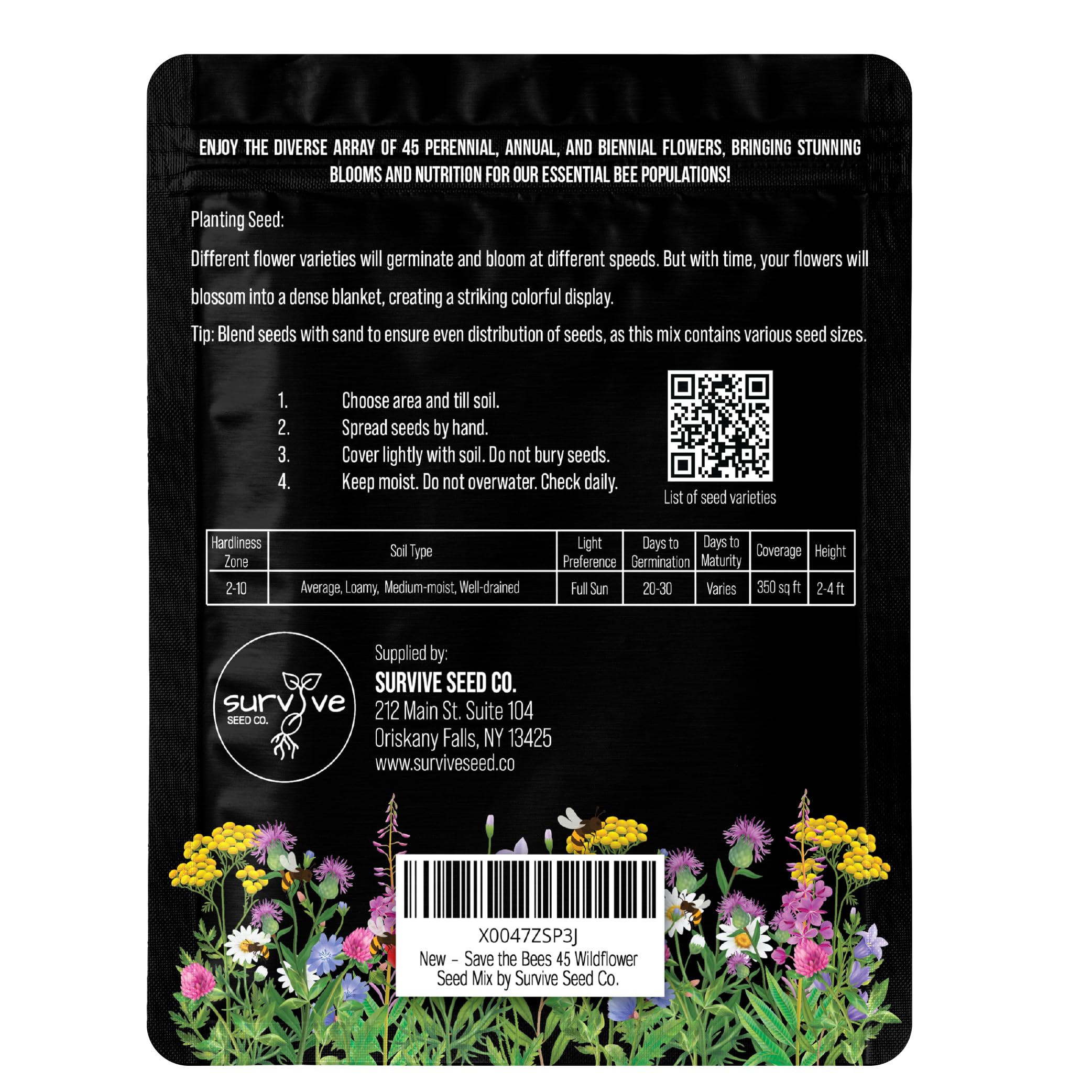 Survive Seed Co. milkweed-cosmos-lupine mix ready for natural meadow planting