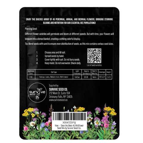 Survive Seed Co. milkweed-cosmos-lupine mix ready for natural meadow planting