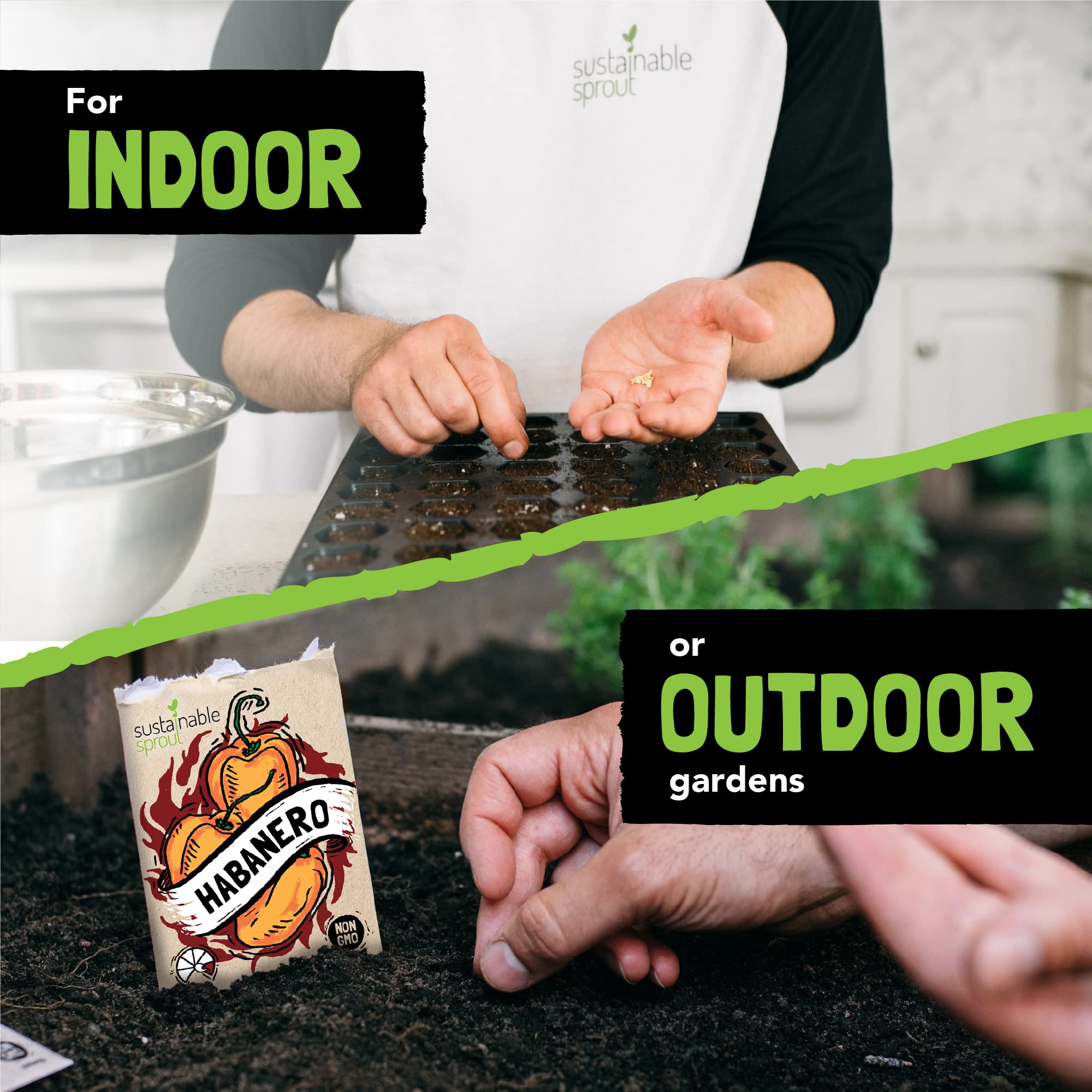 Sustainable Sprout USA-made seeds ensure non-GMO, open-pollinated quality.