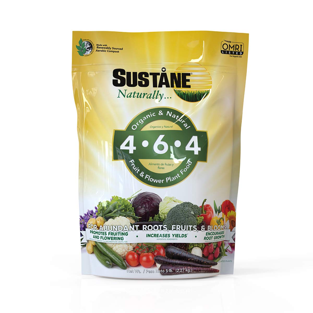 Sustane All Natural Plant Food bag boosts soil health for flowers and vegetables.