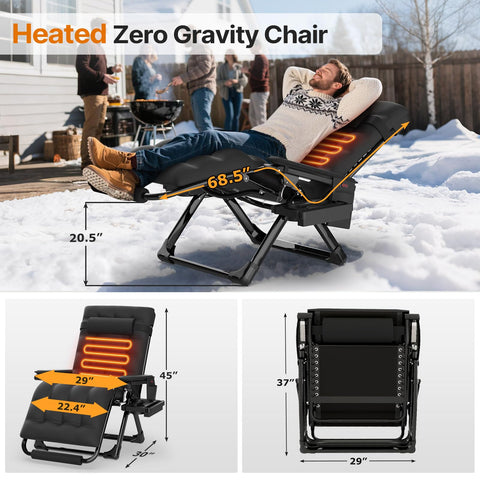 Suteck heated zero gravity chair shows three heat level control.