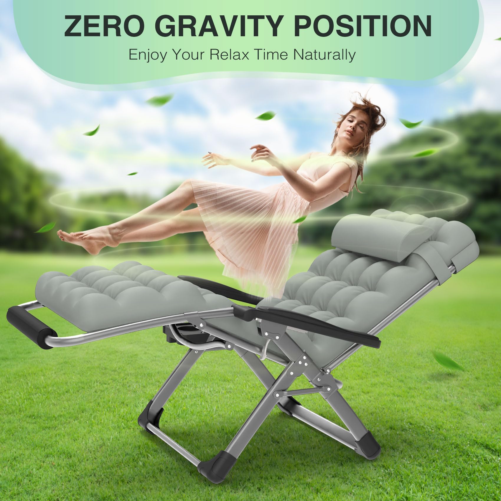 Suteck oversized zero gravity chair folded for portability and easy transport.